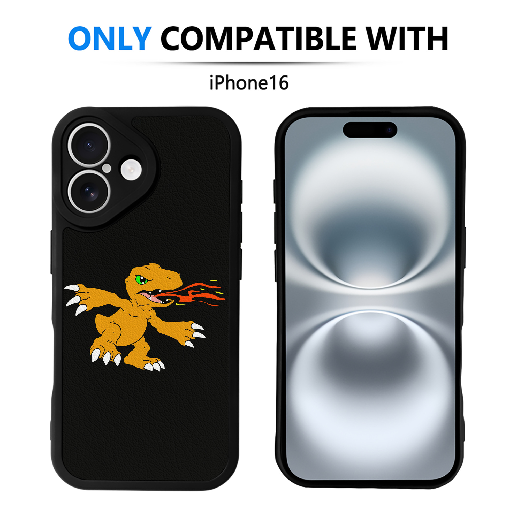 （画像用） Digimon デジタルモンスター/デジモン 【iPhone 16シリーズ対応】シリコンスマホケース（レザー調） 材質：シリコン